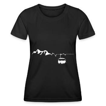 Heartbeat - Mountain - Skiing - (4) - Women's Functional T-Shirt - black - Front - AI Model Female 172 light (172cm)