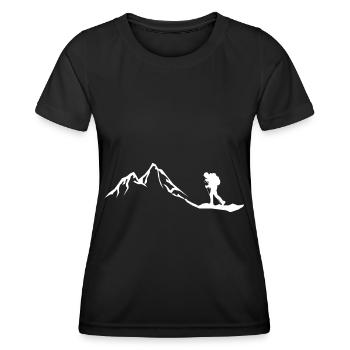 Montagne - Randonneurs - (12) - T-shirt sport Femme - noir - Devant - AI Model Female 172 light (172cm)