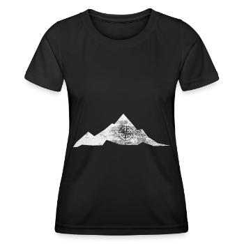 Kompass - Berg - (2) - Frauen Funktions-T-Shirt - Schwarz - Vorne - AI Model Female 172 light (172cm)