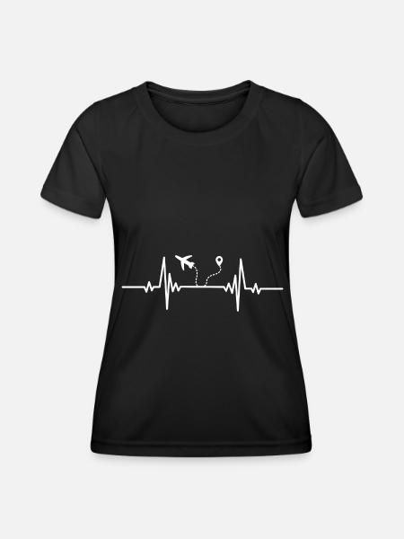 Heartbeat Plane and Navigation - Women's Functional T-Shirt - black