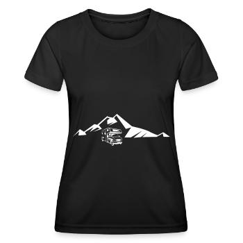 Berg - Campingwagen - (4) - Frauen Funktions-T-Shirt - Schwarz - Vorne - AI Model Female 172 light (172cm)