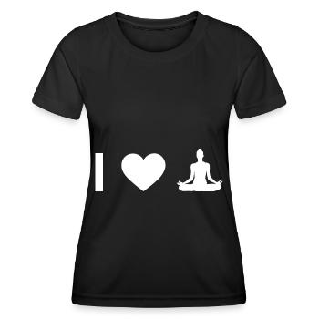 Ich Herz und Yoga - - Frauen Funktions-T-Shirt - Schwarz - Vorne - AI Model Female 172 light (172cm)
