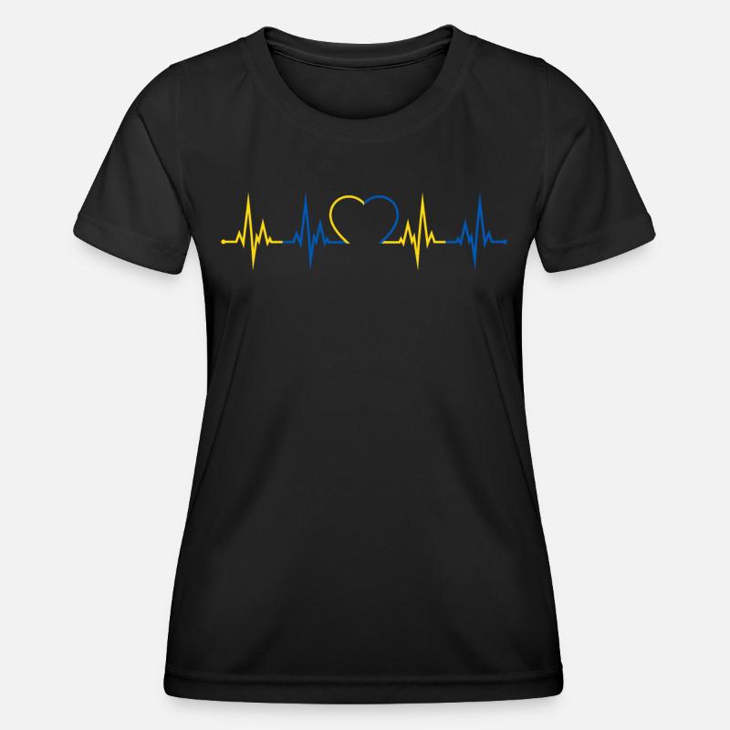 Ukraine heartbeat - Women's Functional T-Shirt - black