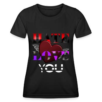 Hass und Liebe Herz für Liebende und Verliebte - Frauen Funktions-T-Shirt - Schwarz - Vorne - AI Model Female 172 light (172cm)