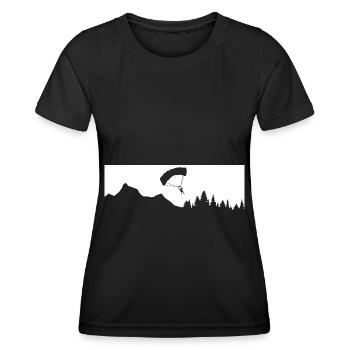 Berg - Gleitschirmfliegen - (15) - Frauen Funktions-T-Shirt - Schwarz - Vorne - AI Model Female 172 light (172cm)