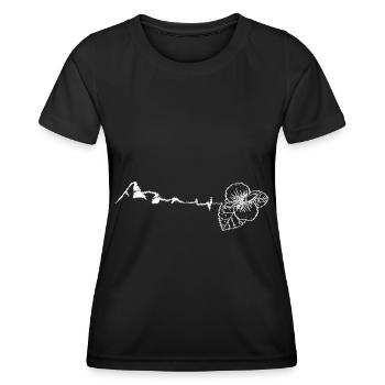 Flower - Heartbeat - Mountain - (4) - Women's Functional T-Shirt - black - Front - AI Model Female 172 light (172cm)