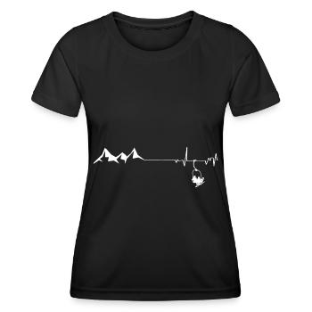 Herzschlag - Berg - Skifahren - (2) - Frauen Funktions-T-Shirt - Schwarz - Vorne - AI Model Female 172 light (172cm)