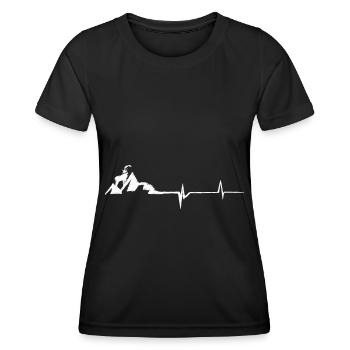 Ziege - Herzschlag - Berg - (4) - Frauen Funktions-T-Shirt - Schwarz - Vorne - AI Model Female 172 light (172cm)