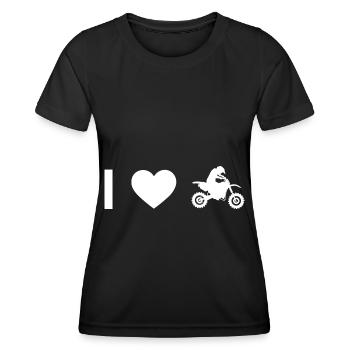Ich Herz und Kerl Motorrad - - Frauen Funktions-T-Shirt - Schwarz - Vorne - AI Model Female 172 light (172cm)