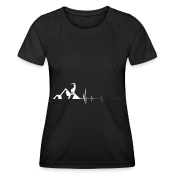 Ziege - Herzklopfen - Berg - (2) - Frauen Funktions-T-Shirt - Schwarz - Vorne - AI Model Female 172 light (172cm)