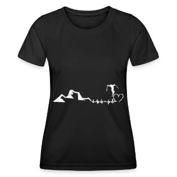 Heartbeat - Heart - Mountain - Skiing - - Women's Functional T-Shirt - black - Front - AI Model Female 172 light (172cm)