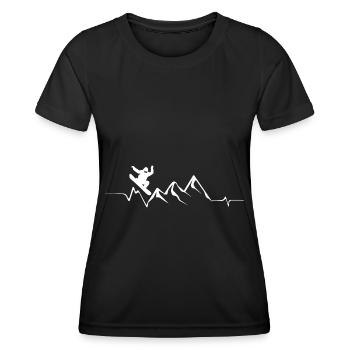 Heartbeat - Mountain - Snowboarding - (3) - Women's Functional T-Shirt - black - Front - AI Model Female 172 light (172cm)