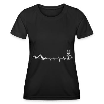 Vin - Fromage - Palpitations cardiaques - Montagne - - T-shirt sport Femme - noir - Devant - AI Model Female 172 light (172cm)
