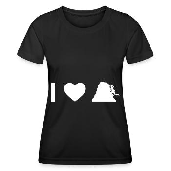 I heart and female climbing - - Women's Functional T-Shirt - black - Front - AI Model Female 172 light (172cm)
