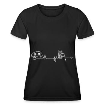 Bier - Herzklopfen - Campingwagen - (2) - Frauen Funktions-T-Shirt - Schwarz - Vorne - AI Model Female 172 light (172cm)