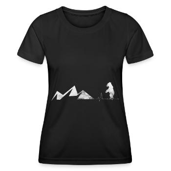 Battement de cœur - Ours - Montagne - (5) - T-shirt sport Femme - noir - Devant - AI Model Female 172 light (172cm)