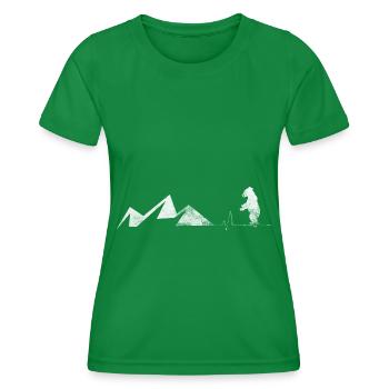Heartbeat - Bear - Mountain - (5) - Women's Functional T-Shirt - kelly green - Front - AI Model Female 172 dark (172cm)