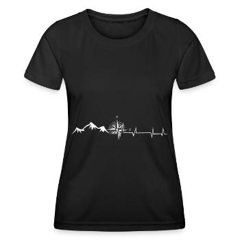Heartbeat - Compass - Mountain - (10) - Women's Functional T-Shirt - black - Front - AI Model Female 172 light (172cm)