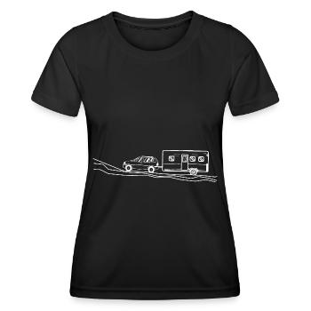 Camping Caravane - (3) - T-shirt sport Femme - noir - Devant - AI Model Female 172 light (172cm)