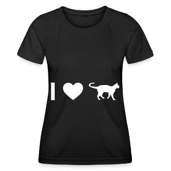 I heart and cat - - Women's Functional T-Shirt - black - Front - AI Model Female 172 light (172cm)