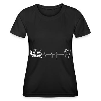 Herzschlag - Herz - Wohnwagen - (3) - Frauen Funktions-T-Shirt - Schwarz - Vorne - AI Model Female 172 light (172cm)