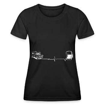 Bier - Herzklopfen - Campingwagen - (2) - Frauen Funktions-T-Shirt - Schwarz - Vorne - AI Model Female 172 light (172cm)