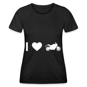 Ich Herz und Motorrad - - Frauen Funktions-T-Shirt - Schwarz - Vorne - AI Model Female 172 light (172cm)