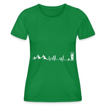 Bier - Herzschlag - Berg - (4) - Frauen Funktions-T-Shirt - Kelly Green - Vorne - AI Model Female 172 dark (172cm)