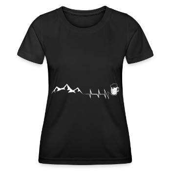 Beer - Heartbeat - Mountain - (3) - Women's Functional T-Shirt - black - Front - AI Model Female 172 light (172cm)