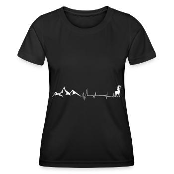 Herzschlag - Ziege - Berg - (6) - Frauen Funktions-T-Shirt - Schwarz - Vorne - AI Model Female 172 light (172cm)