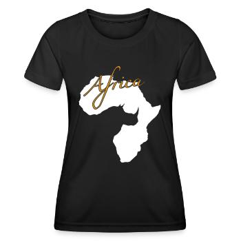Africa Rhino - Frauen Funktions-T-Shirt - Schwarz - Vorne - AI Model Female 172 light (172cm)