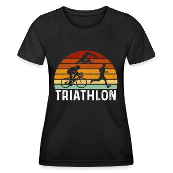 Retro Triathlon Geschenk Triathlon Triathlon triathlete - Frauen Funktions-T-Shirt - Schwarz - Vorne - AI Model Female 172 light (172cm)