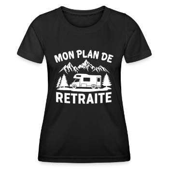 Mon plan de retraite camping car t-shirt campeur - T-shirt sport Femme - noir - Devant - AI Model Female 172 light (172cm)