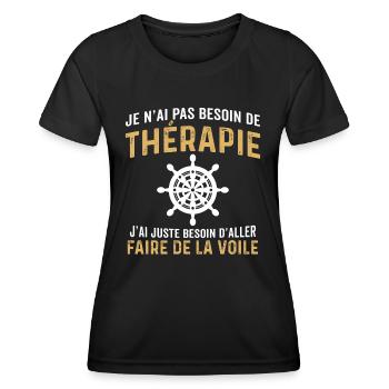 j'ai juste besoin d'aller faire de la voile - T-shirt sport Femme - noir - Devant - AI Model Female 172 light (172cm)