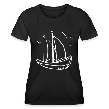 bateau à voile croquis - T-shirt sport Femme - noir - Devant - AI Model Female 172 light (172cm)