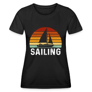 retro sailing captain sail t-shirt sailboat - Frauen Funktions-T-Shirt - Schwarz - Vorne - AI Model Female 172 light (172cm)