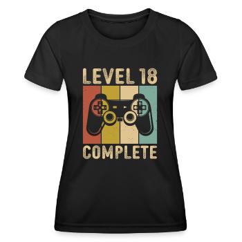 Level 18 Complete t-shirt gamer 18 - Women's Functional T-Shirt - black - Front - AI Model Female 172 light (172cm)