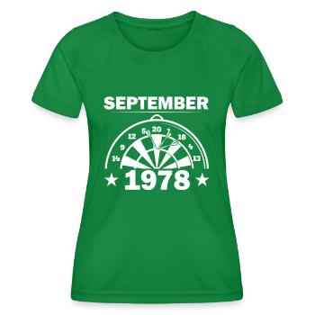 43. Geburtstag September Jahrgang 1978 Geschenkide - Frauen Funktions-T-Shirt - Kelly Green - Vorne - AI Model Female 172 dark (172cm)