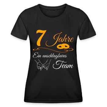 7 Jahre Kupferhochzeit 7.Hochzeitstag Jubiläum - Frauen Funktions-T-Shirt - Schwarz - Vorne - AI Model Female 172 light (172cm)