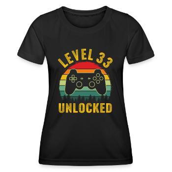 Level 33 unlocked t-shirt level 33 complete - Frauen Funktions-T-Shirt - Schwarz - Vorne - AI Model Female 172 light (172cm)