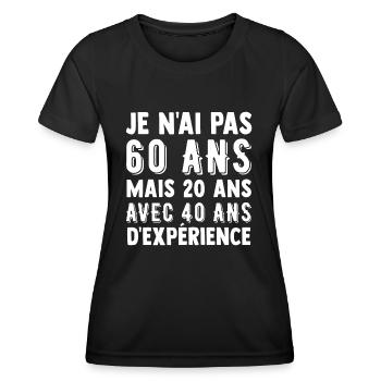 Cadeau anniversaire 60 ans t-shirt 60 ans - T-shirt sport Femme - noir - Devant - AI Model Female 172 light (172cm)