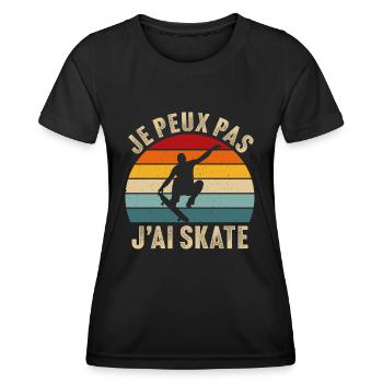 retro j'peux pas j'ai skate t-shirt skateur - T-shirt sport Femme - noir - Devant - AI Model Female 172 light (172cm)