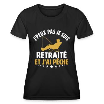 j'peux pas je suis retraité et j'ai pêche pêcheur - T-shirt sport Femme - noir - Devant - AI Model Female 172 light (172cm)