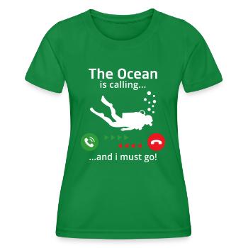 the ocean is calling and i must go - T-shirt sport Femme - vert - Devant - AI Model Female 172 dark (172cm)