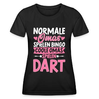 Coole Omas Spielen Dart Geschenk Darts Dartscheibe - Frauen Funktions-T-Shirt - Schwarz - Vorne - AI Model Female 172 light (172cm)