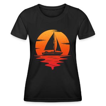 Retro Segelboot - Frauen Funktions-T-Shirt - Schwarz - Vorne - AI Model Female 172 light (172cm)