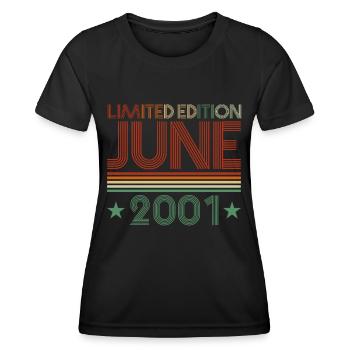 21. Geburtstag Juni Jahrgang 2001 Geschenkidee - Frauen Funktions-T-Shirt - Schwarz - Vorne - AI Model Female 172 light (172cm)