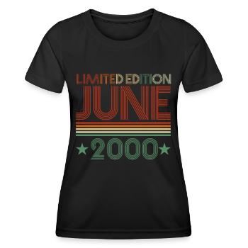 22. Geburtstag Juni Jahrgang 2000 Geschenkidee - Frauen Funktions-T-Shirt - Schwarz - Vorne - AI Model Female 172 light (172cm)