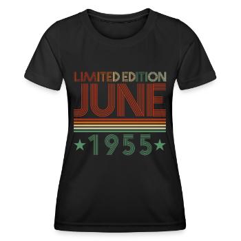 67. Geburtstag Juni Jahrgang 1955 Geschenkidee - Frauen Funktions-T-Shirt - Schwarz - Vorne - AI Model Female 172 light (172cm)