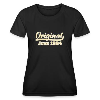 38ème anniversaire Juin Né en 1984 Idée cadeau - T-shirt sport Femme - noir - Devant - AI Model Female 172 light (172cm)
